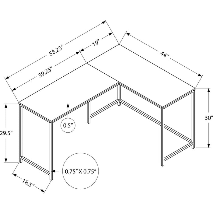 Computer Desk - 58"L/ STONE-LOOK/ Black Metal Corner