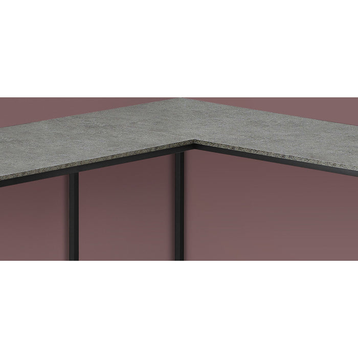 Computer Desk - 58"L/ STONE-LOOK/ Black Metal Corner