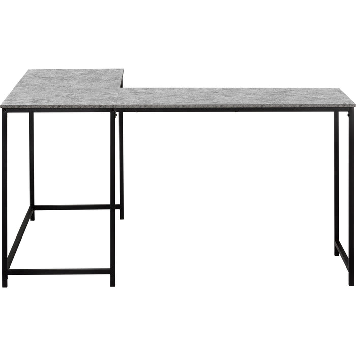 Computer Desk - 58"L/ STONE-LOOK/ Black Metal Corner