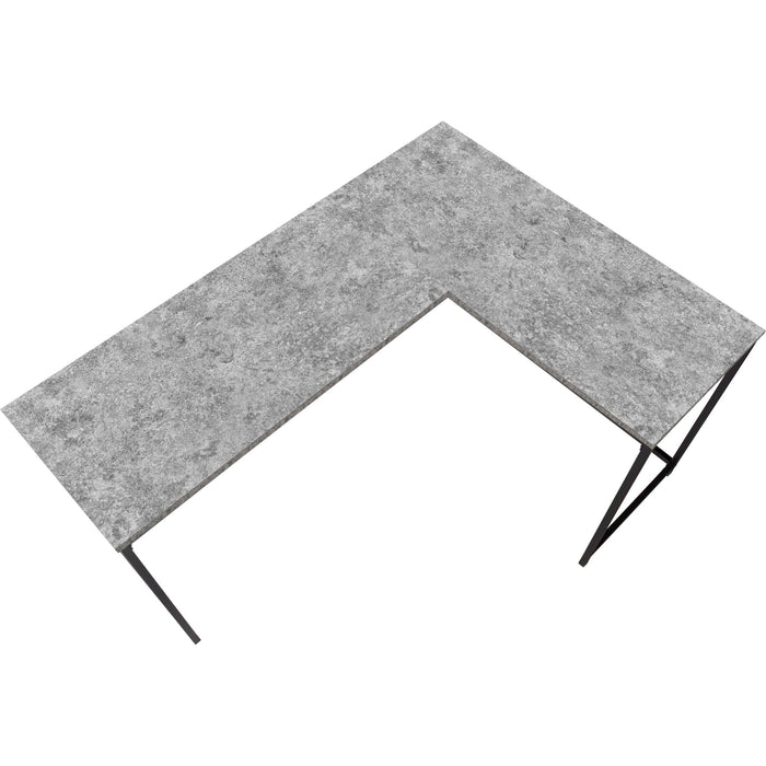 Computer Desk - 58"L/ STONE-LOOK/ Black Metal Corner