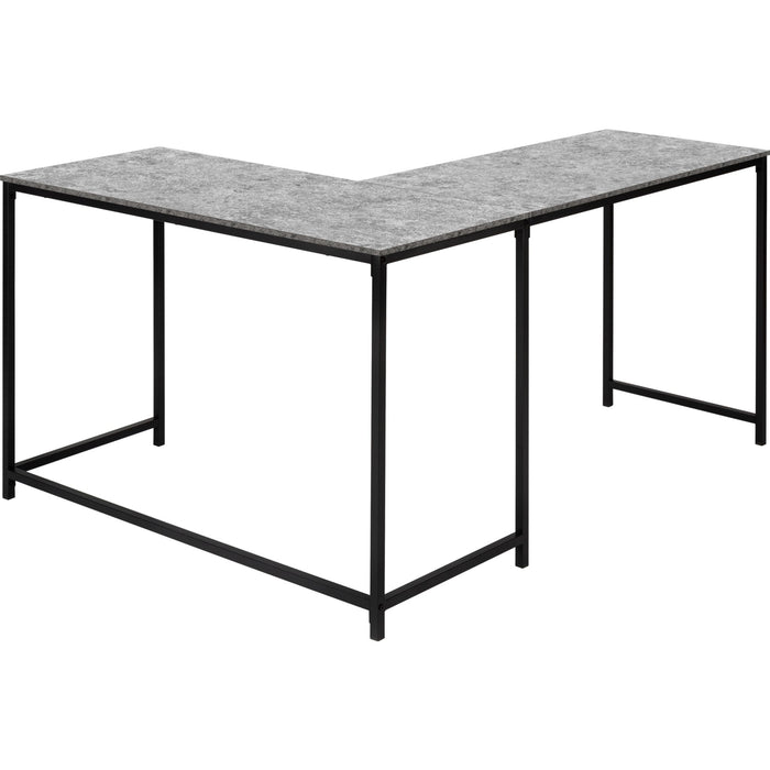 Computer Desk - 58"L/ STONE-LOOK/ Black Metal Corner