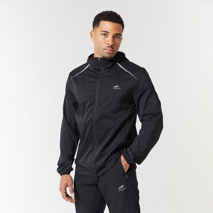 Men's  Black Core Windbreaker  Closure London  Front View