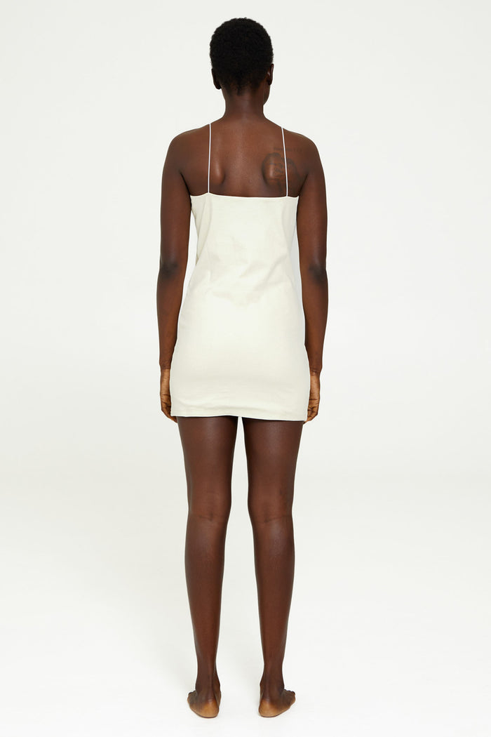 Off-White Cotton Ribbed Dress