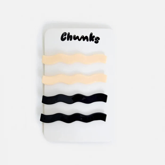 Cream + Black Wavy Slide Clips