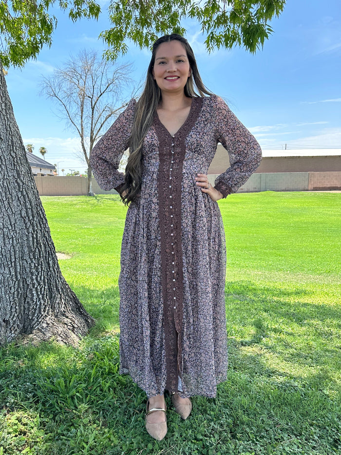 Dania Lace Trim Floral Maxi Dress