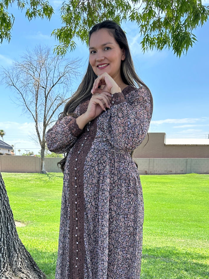 Dania Lace Trim Floral Maxi Dress