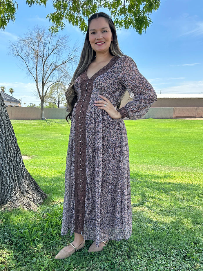 Dania Lace Trim Floral Maxi Dress