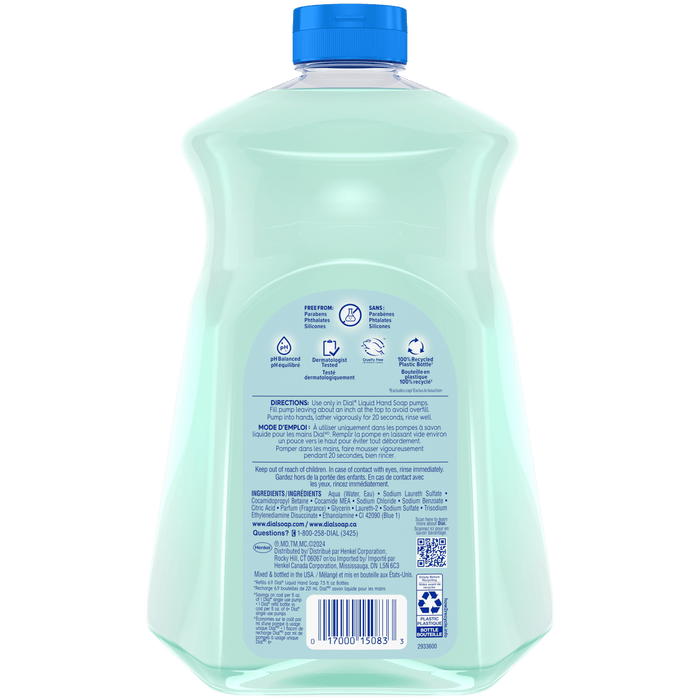 Dial Liquid Hand Soap Refill, Coconut Water & Mango, 52 fl oz