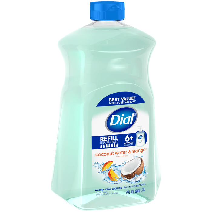 Dial Liquid Hand Soap Refill, Coconut Water & Mango, 52 fl oz