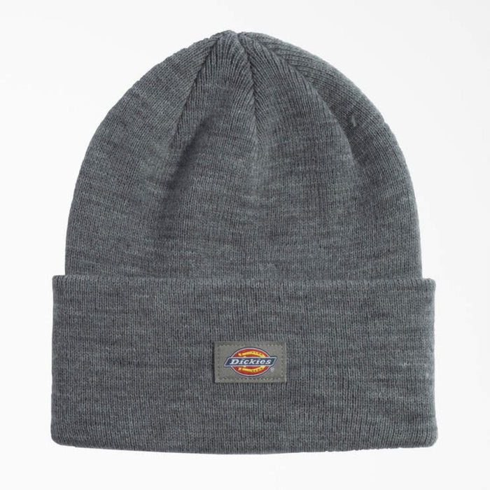 Dickies Logo Patch Tall Cuffed Acrylic Beanie Hats & Caps Dickies Heather Grey OS