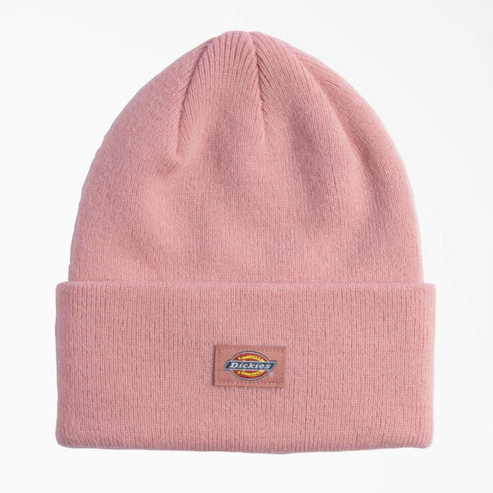 Dickies Logo Patch Tall Cuffed Acrylic Beanie Hats & Caps Dickies Dusty Rose OS