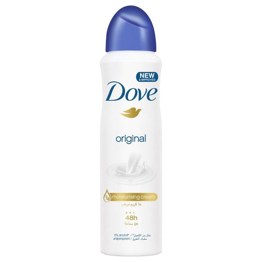 Dove Original 48H Antitranspirant & Antiperspirant Deodorant Spray with Moisturizing Cream for Women, 150ml - Makkah Pharmacy