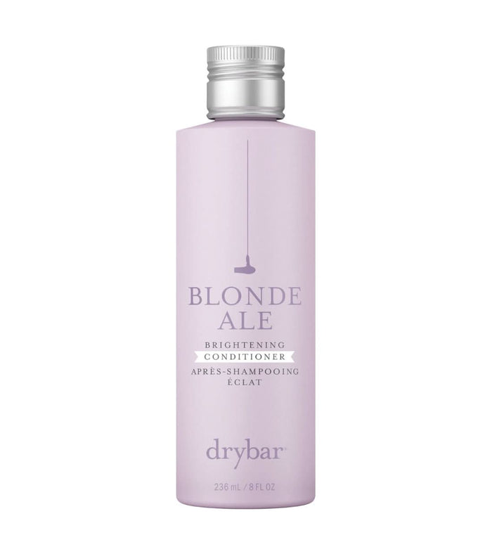 Drybar Blonde Ale Brightening Conditioner 236ml in a light purple bottle with silver cap on white background.