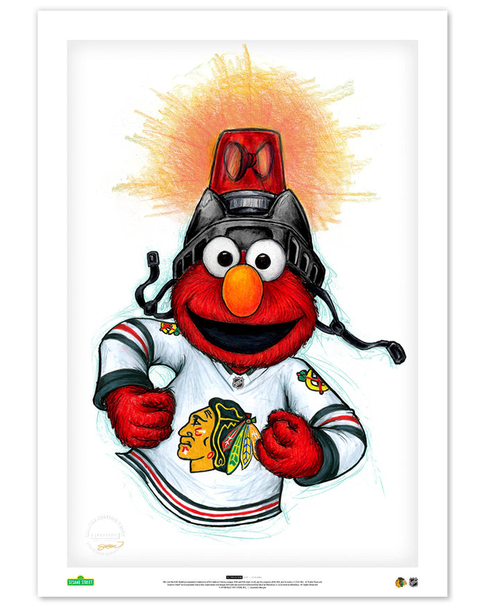 Elmo Loves Goals! x NHL Blackhawks Limited Edition Art Print