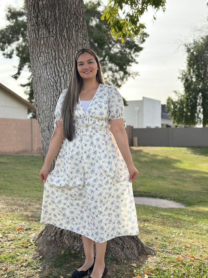 Eve Blue Floral Midi Dress