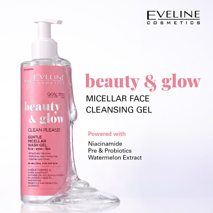 Eveline Cosmetics Beauty & Glow Micellar Face Cleansing Gel 200 ml