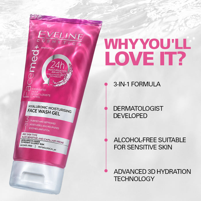 Eveline Cosmetics Facemed+ Hyaluronic Face Wash Gel 150 ml