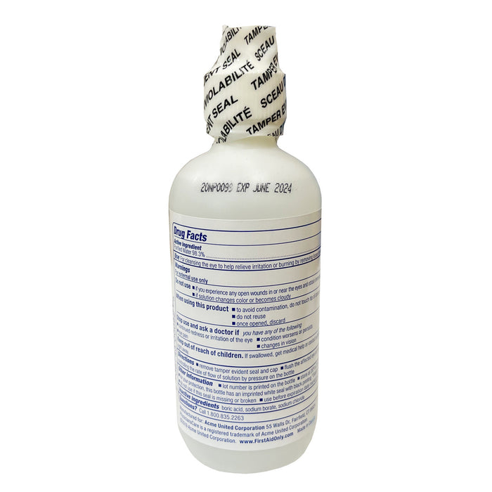 Eyewash, back of bottle