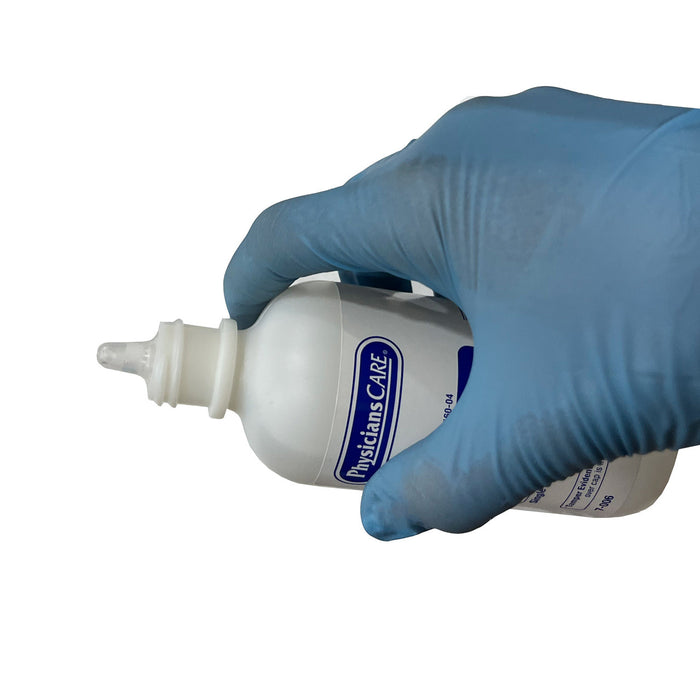 Eyewash, being poured