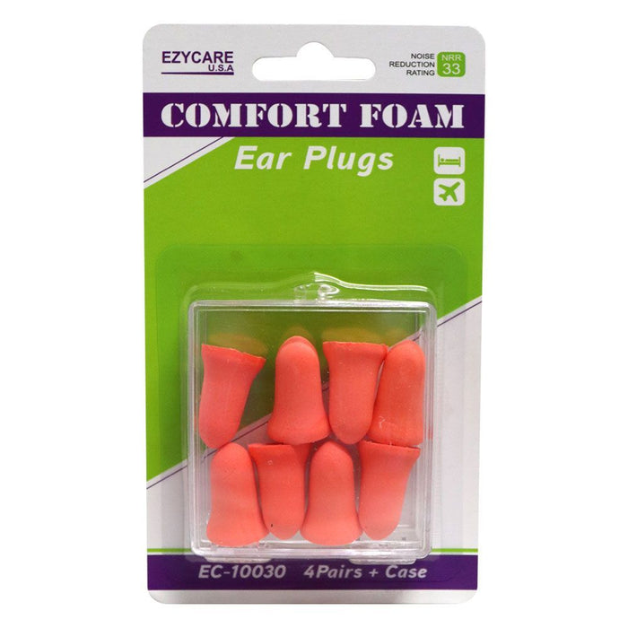 Ezycare Comfort Foam Ear Plugs with Case, 4 Pairs - Makkah Pharmacy