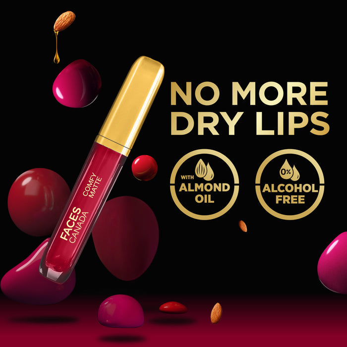FACES CANADA Comfy Matte Liquid Lipstick - Getting Ready 02, 3.8 ml | Comfortable 10HR Longstay | Intense Matte Color | Almond Oil & Vitamin E Infused | Super Smooth | No Dryness | No Alcohol