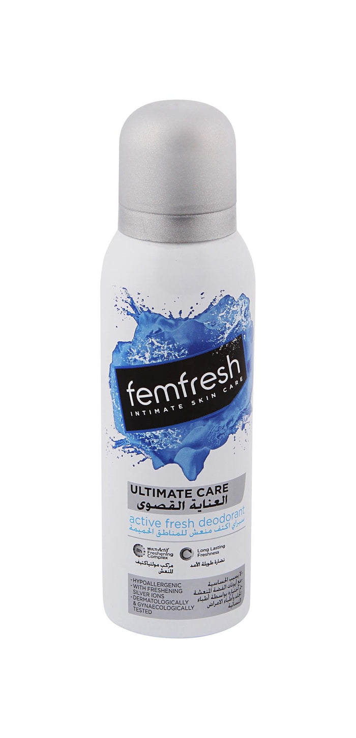 Femfresh Ultimate Care Hypoallergenic Active Fresh Intimate Deodorant Spray, 125ml - Makkah Pharmacy