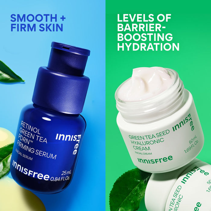 smooth and firm skin with Green Tea PDRN™  Serum, levels of barrier-boosting hydration with green tea cream