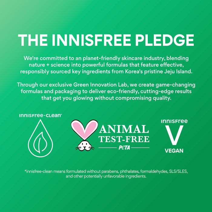 innisfree pledge: innisfree-clean, animal test-free, innisfree vegan