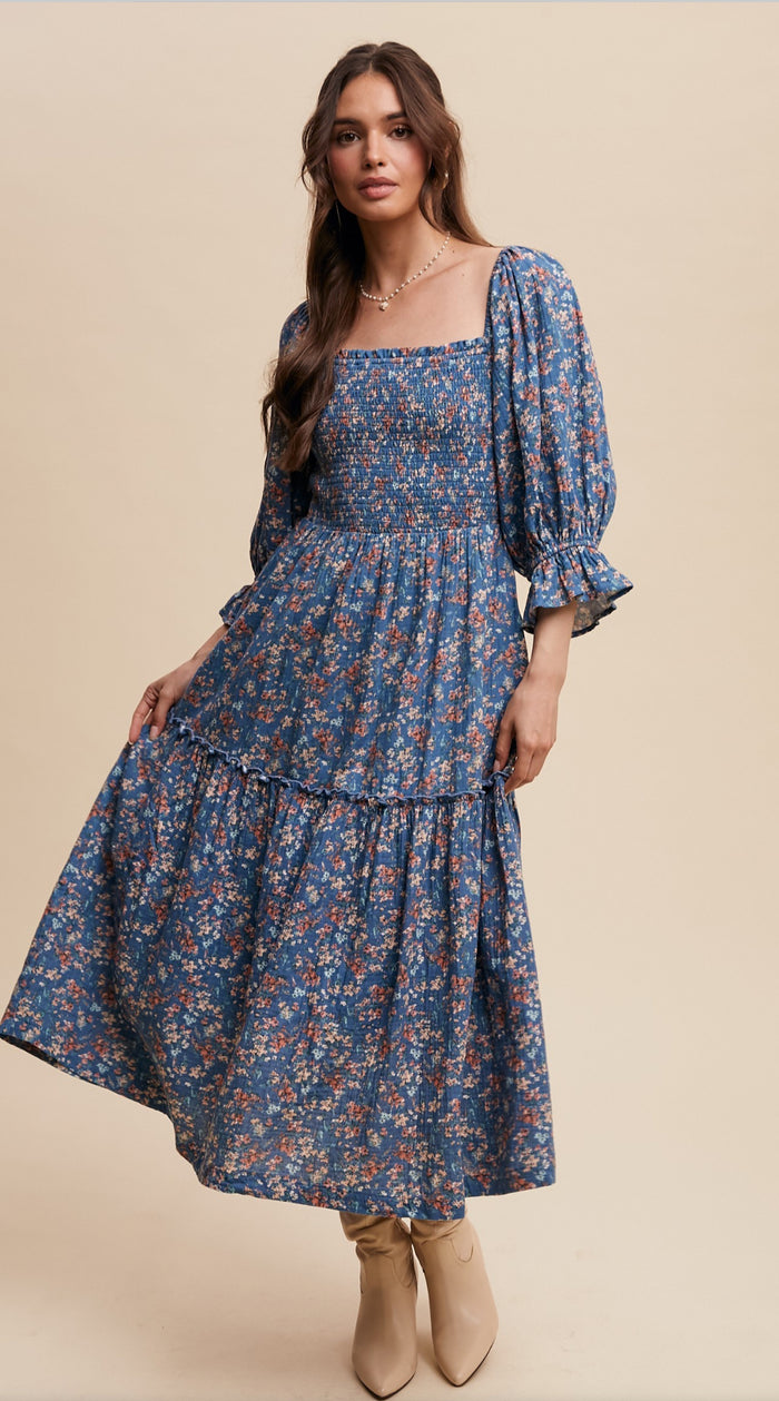 Floral Tiered Midi Dress