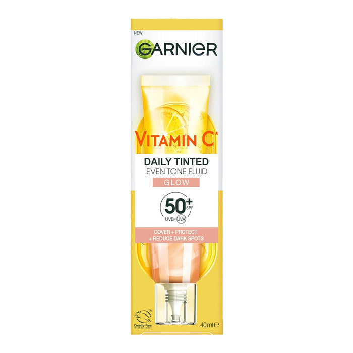Garnier Vitamin C Daily Tinted Even Tone Fluid SPF 50+ Glow brightening facial sunscreen with lightweight coverage