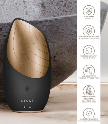 Geske SmartAppGuided 6-in-1 Sonic Thermo Facial Cleansing Brush In Gray Color Geske
