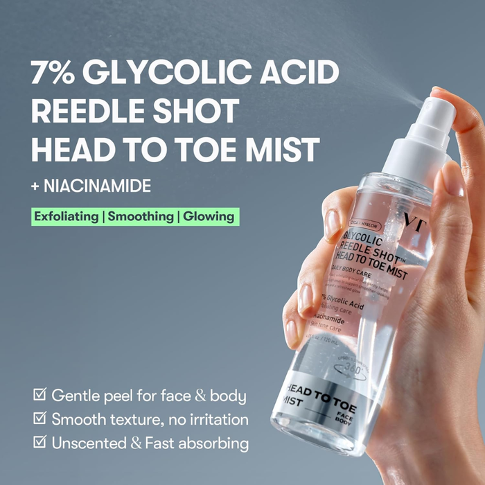 VT Cosmetics Glycolic Reedle Shot Head-to-Toe Mist Nudie Glow Australia