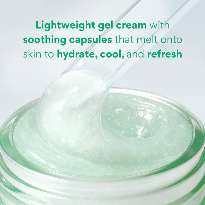 Green Tea Panthenol Gel Cream texture - lightweight gel cream with soothing capsules