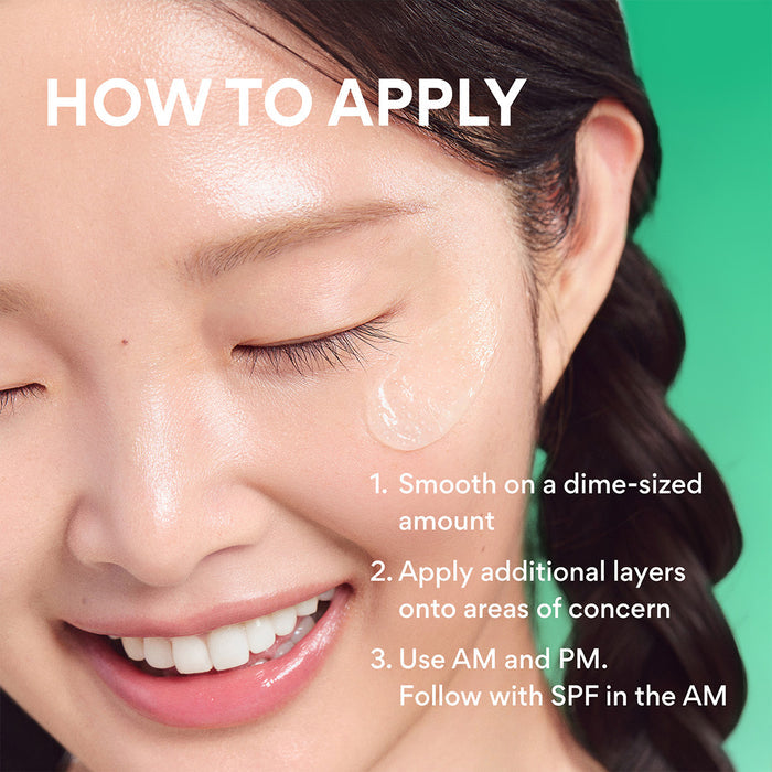 Green Tea Panthenol Gel Cream how to apply - model with swatch on cheek