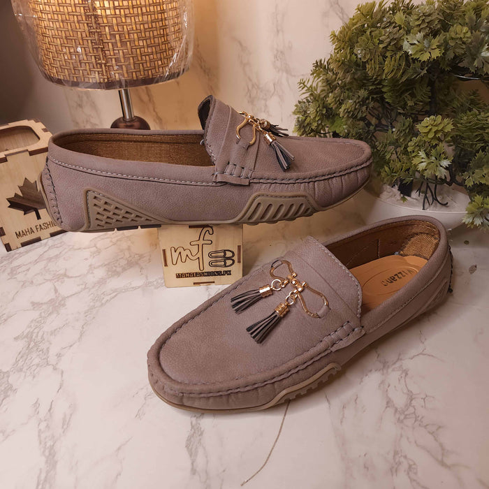 Grey Premium Tassel Loafers - Maha fashions -  Men Footwear
