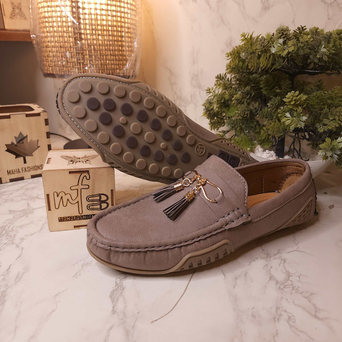 Grey Premium Tassel Loafers - Maha fashions -  Men Footwear