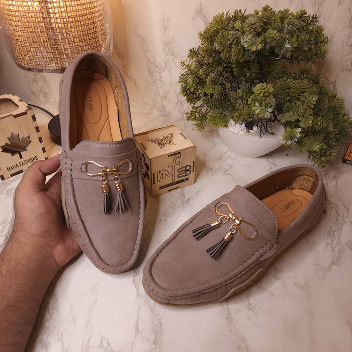 Grey Premium Tassel Loafers - Maha fashions -  Men Footwear