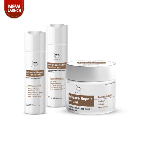 Three hair care products with 'New Launch' label on a white background
