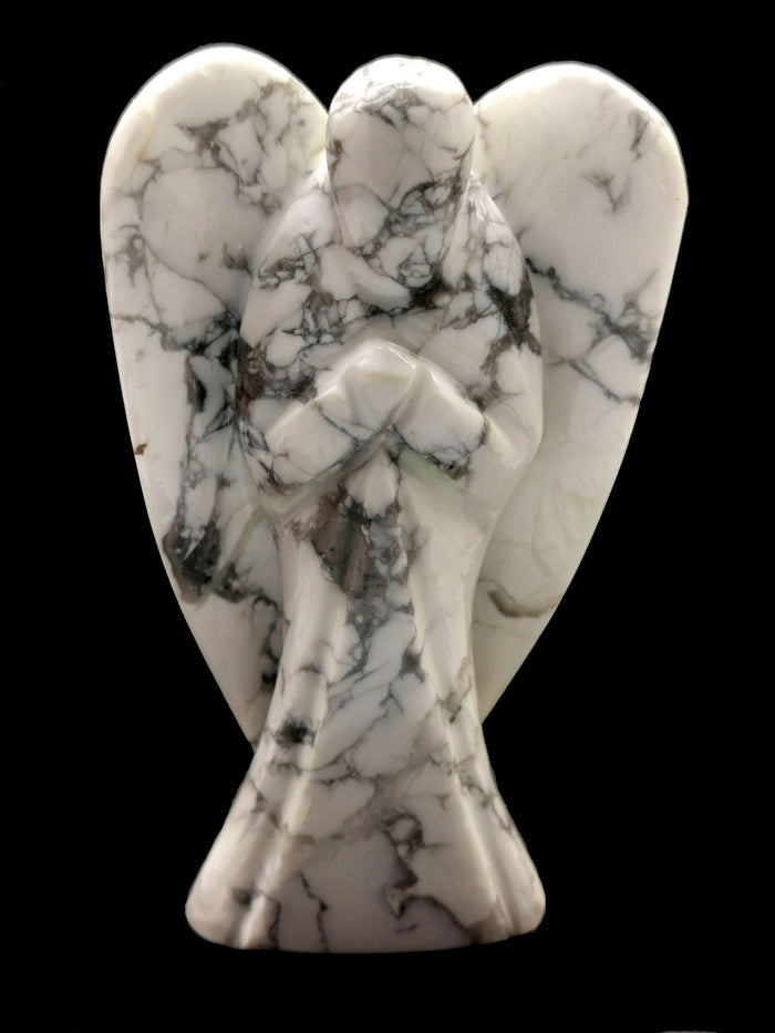 Howlite Angel figurine - Crystal Healing / Reiki / Chakra - 4 inches and 210 gms (0.46 lb) - Shwasam