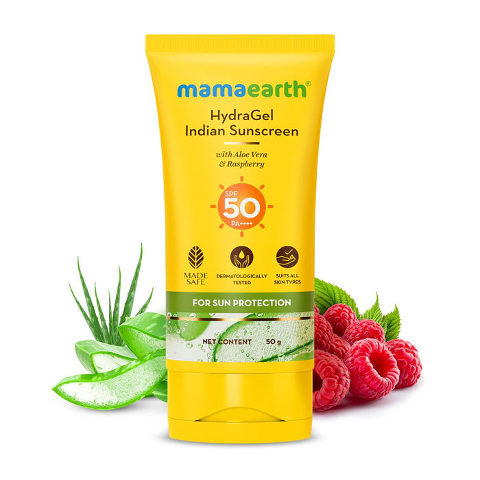 HydraGel Indian Sunscreen SPF 50 PA++++ with Aloe Vera Raspberry 50g