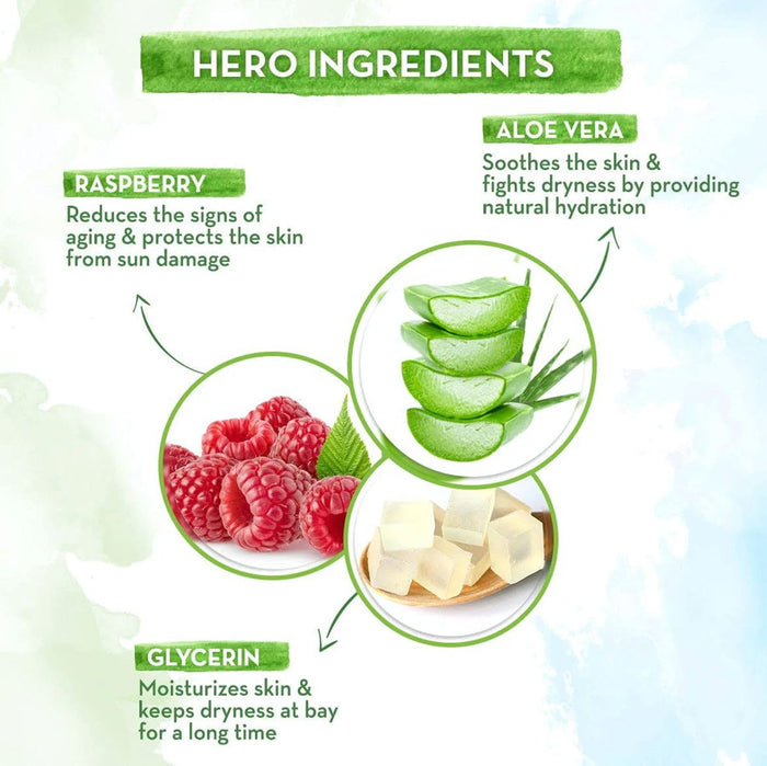 Hero ingredients Raspberry Aloe Vera Glycerin HydraGel Sunscreen