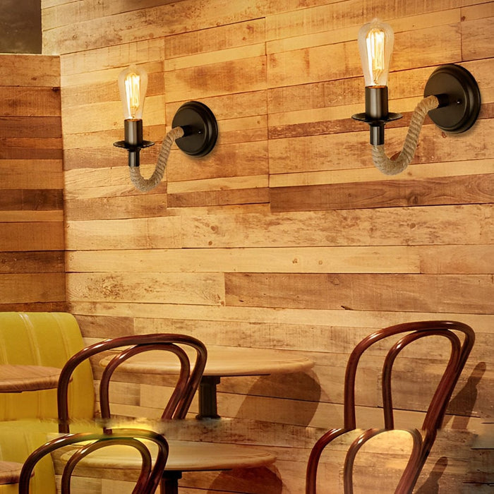 Industrial Rope Wall Sconce – Retro Iron E27 Wall Lamp Fixture | NordaLight