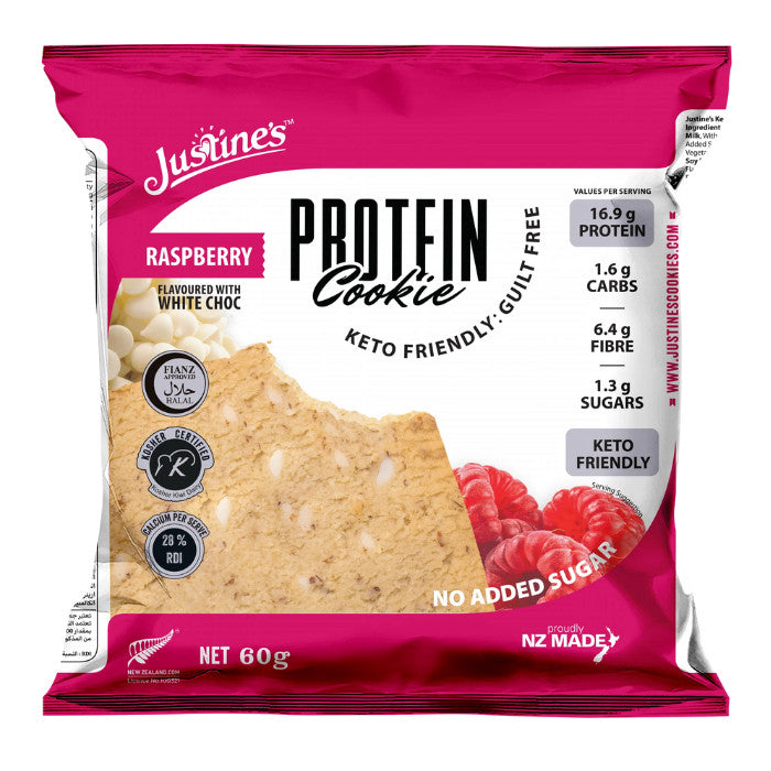 Justine's Protein Cookie Raspberry White Chocolate - 60g x 12s Justine's