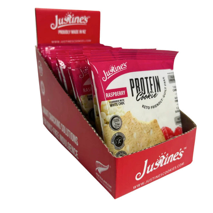 Justine's Protein Cookie Raspberry White Chocolate - 60g x 12s Justine's