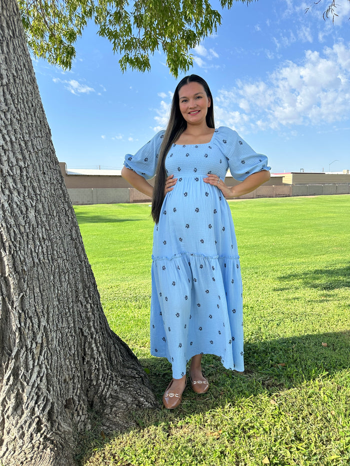 Kaia Flower Embroidered Maxi Dress