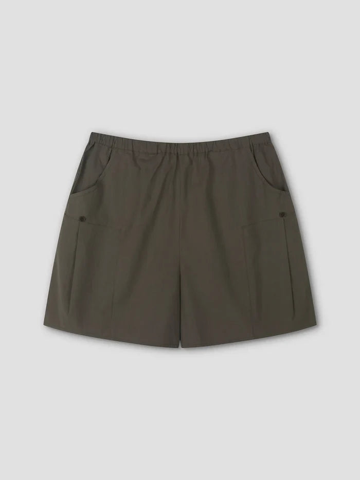 Khaki Check Pleat Short