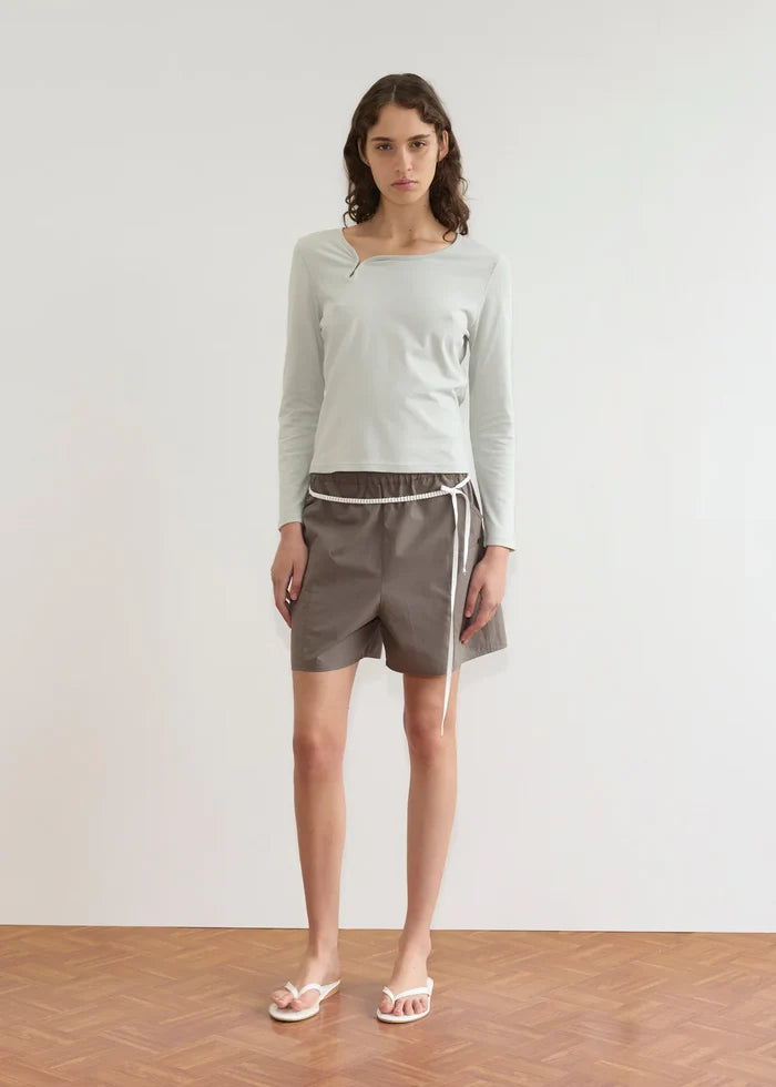 Khaki Check Pleat Short