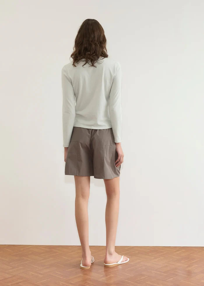 Khaki Check Pleat Short