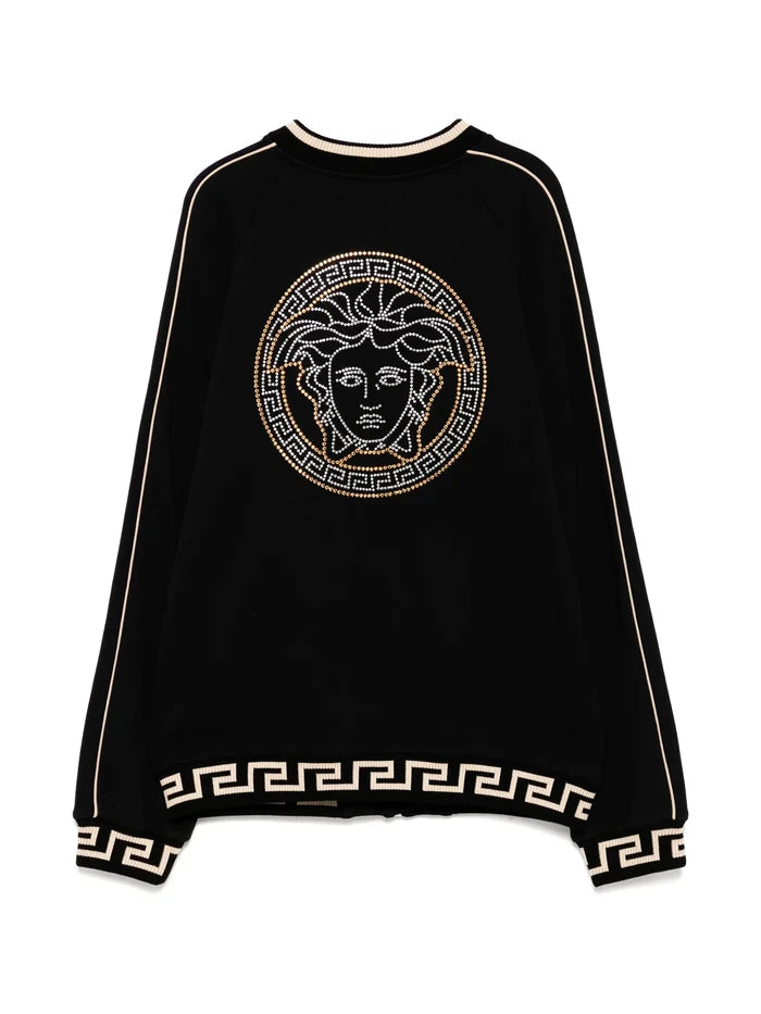 VERSACE KIDS Boys Studded Medusa Kids Zip Sweatshirt Black - MAISONDEFASHION.COM