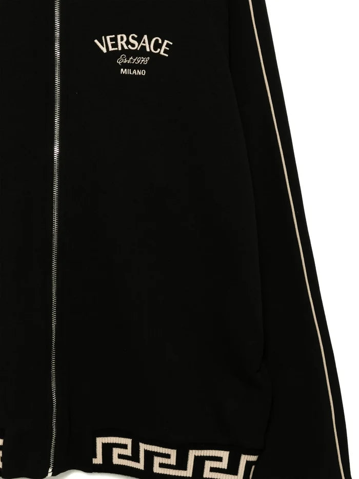 VERSACE KIDS Boys Studded Medusa Kids Zip Sweatshirt Black - MAISONDEFASHION.COM